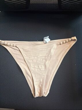 Women’s' Neutral Beige Bikini Bottoms with Bead Trim